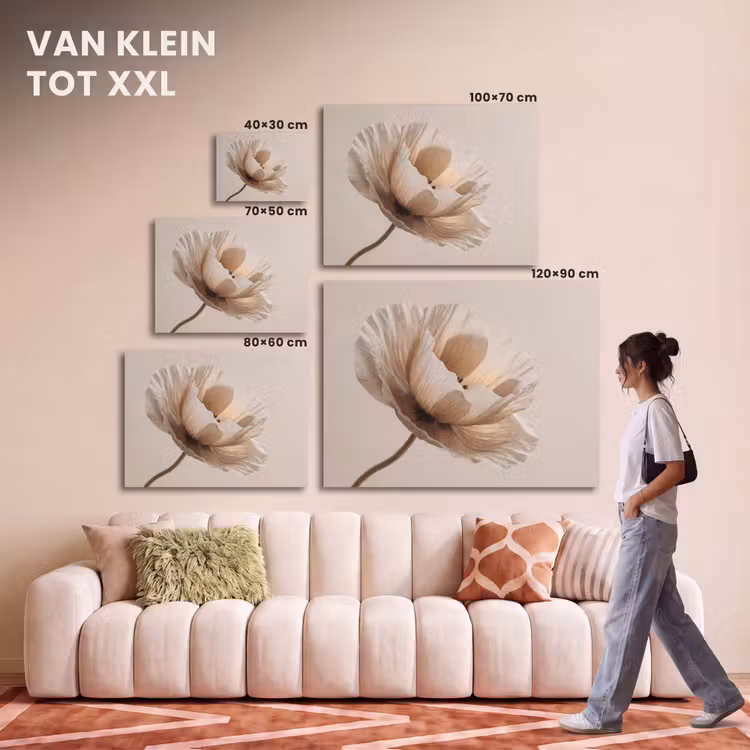 Akoestisch schilderij - Bloem - Beige - Crème — 7