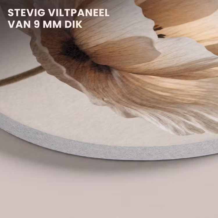 Akoestisch schilderij rond - Bloem - Beige - Crème — 5