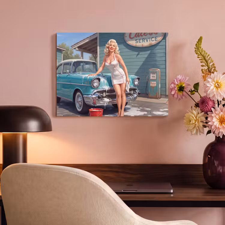 Akoestisch schilderij - Auto - Vrouw - Groen — 6