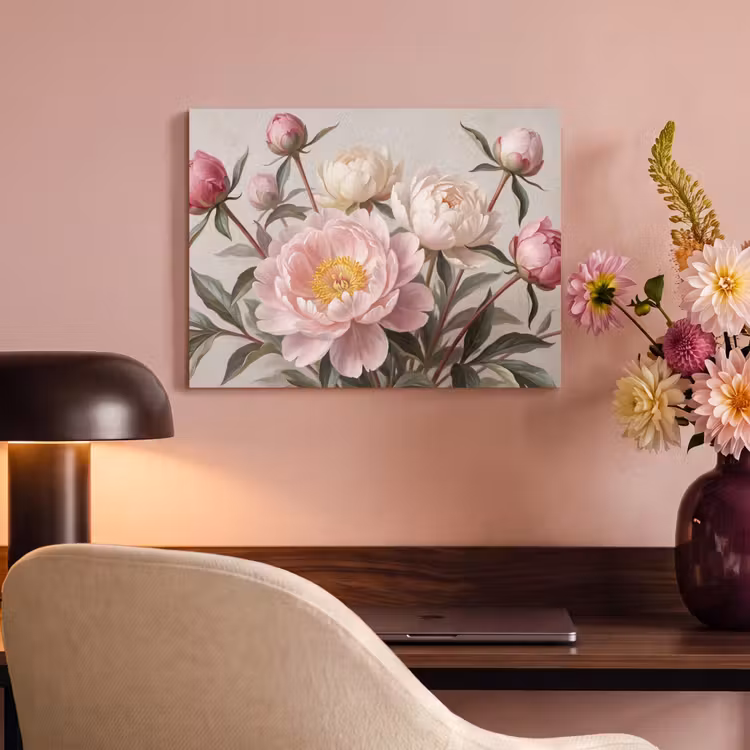 Akoestisch schilderij - Pioenrozen - Boeket - Roze — 6