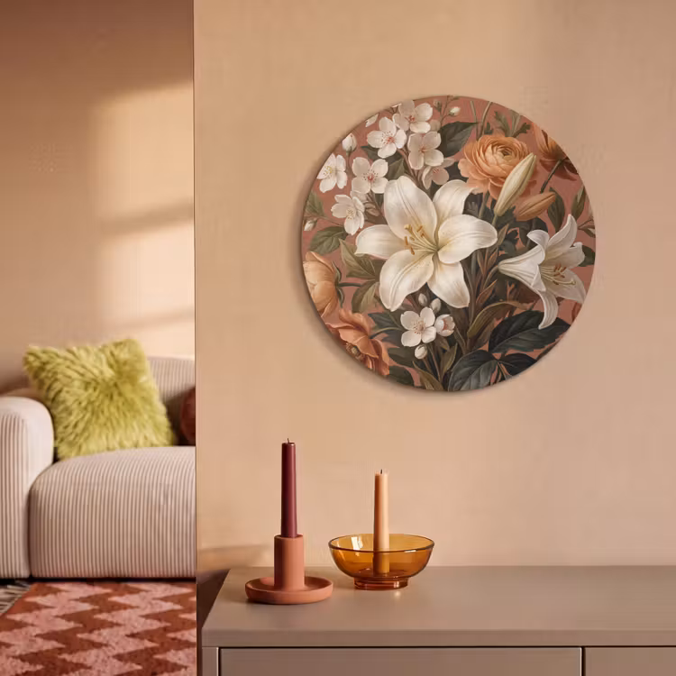 Akoestisch schilderij rond - Boeket - Retro - Kleurrijk — 2