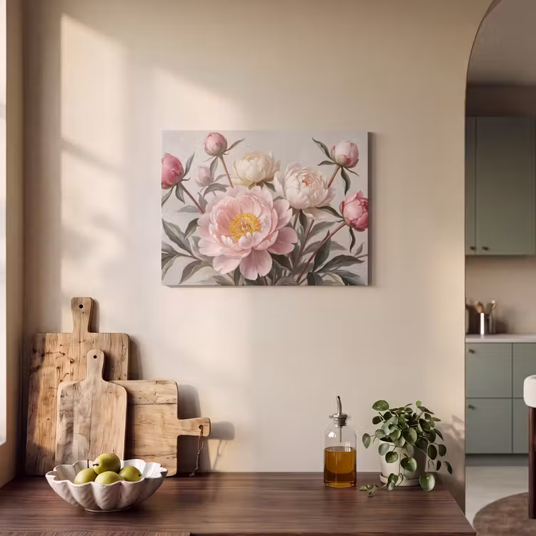 Akoestisch schilderij - Pioenrozen - Boeket - Roze — 4