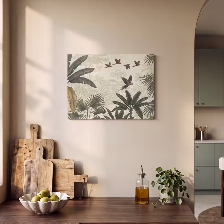 Akoestisch schilderij - Papagaaien - Jungle - Tropisch - Green — 4