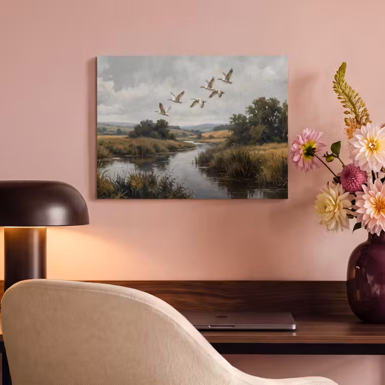 Akoestisch schilderij - Eenden - Rivier - Landschap - Vlucht - Nostalgisch — 6