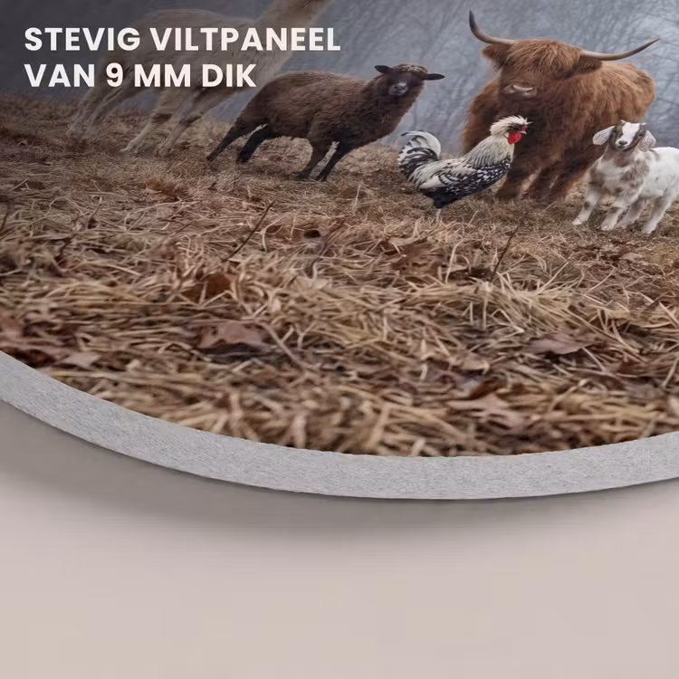 Akoestisch schilderij rond - Boerderijdieren - Groep - Mist - Natuur - Rustiek — 5