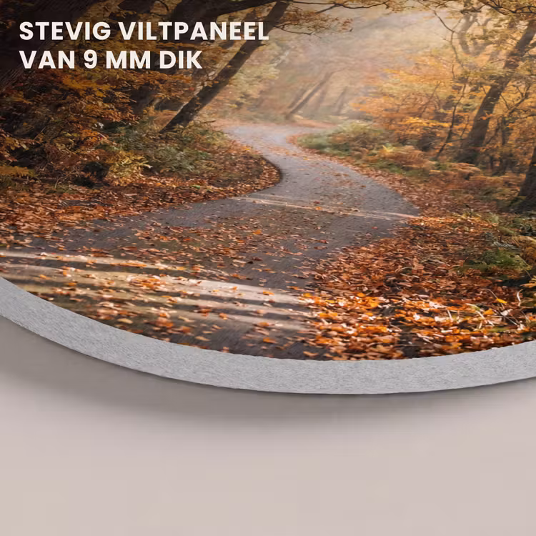 Akoestisch schilderij rond - Bospad - Herfstbos - Bladeren - Oranje - Nostalgisch — 5