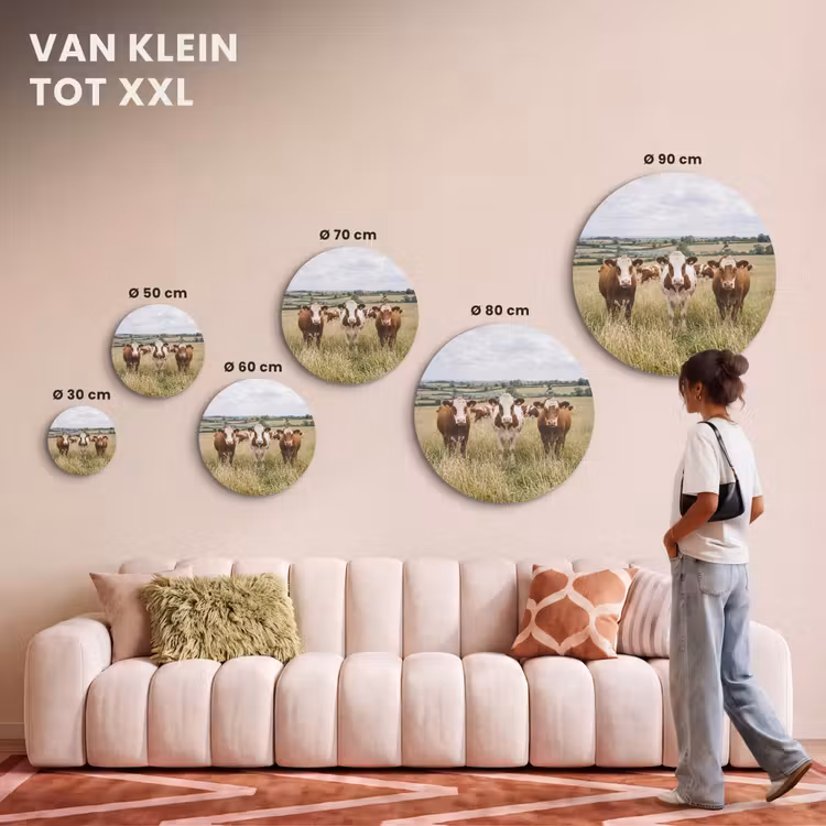 Akoestisch schilderij rond - Koeien - Portret - Weide - Boerderij - Nieuwsgierig — 7