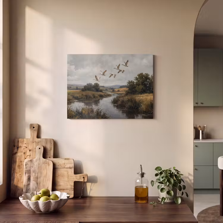 Akoestisch schilderij - Eenden - Rivier - Landschap - Vlucht - Nostalgisch — 4