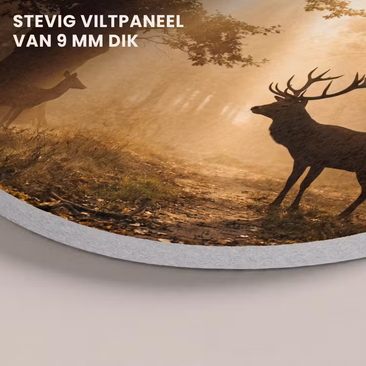 Akoestisch schilderij rond - Hert - Bos - Mistig - Natuur - Goud — 5