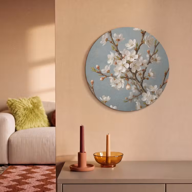 Akoestisch schilderij rond - Botanisch - Stilleven - Blauw — 2