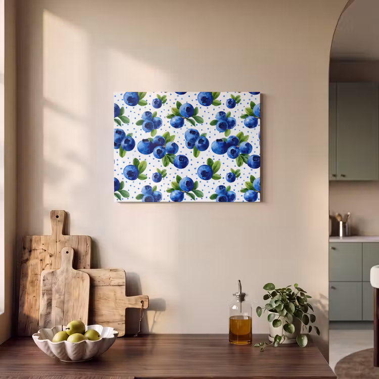 Akoestisch schilderij - Bessen - Patroon - Blauw — 4