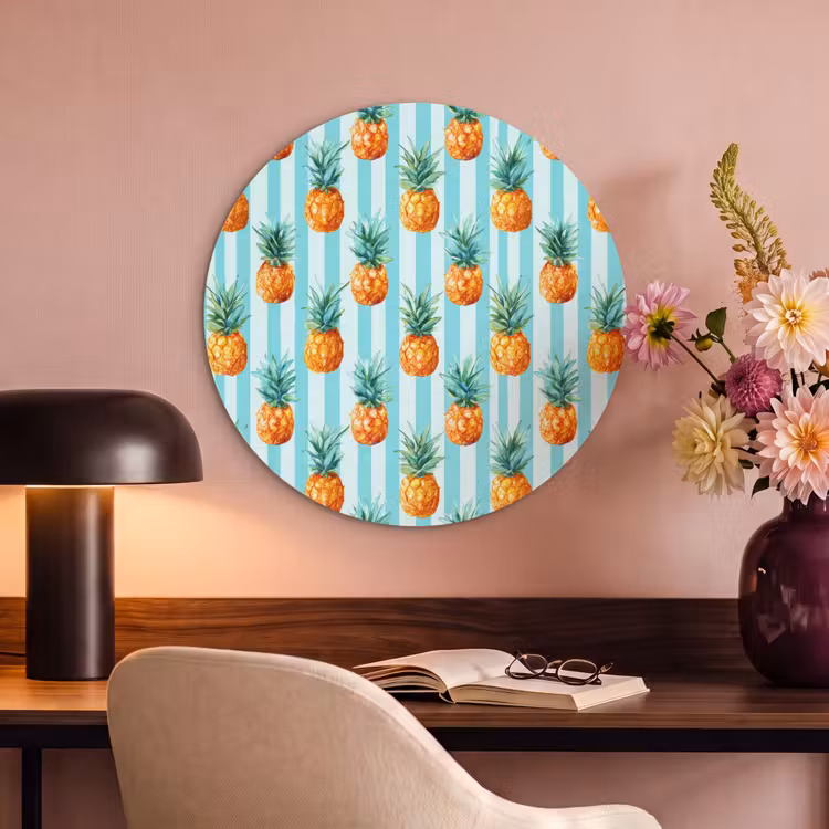 Akoestisch schilderij rond - Ananas - Strepen - Groen — 6