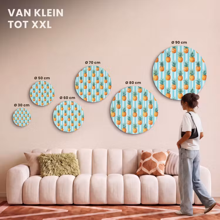 Akoestisch schilderij rond - Ananas - Strepen - Groen — 7