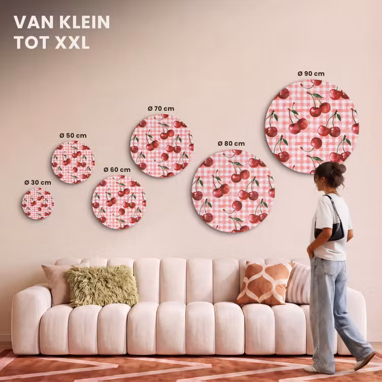 Akoestisch schilderij rond - Kersen - Blokken - Rood — 7