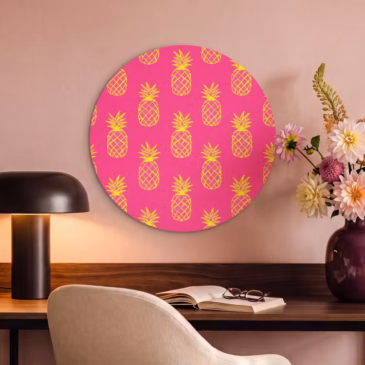 Akoestisch schilderij rond - Ananas - Trendy - Roze — 6