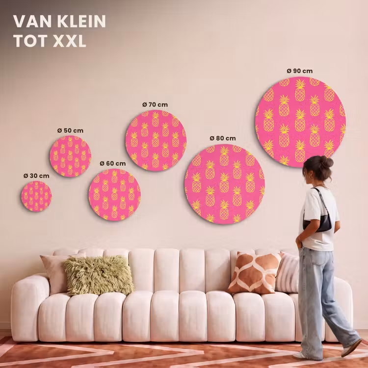 Akoestisch schilderij rond - Ananas - Trendy - Roze — 7