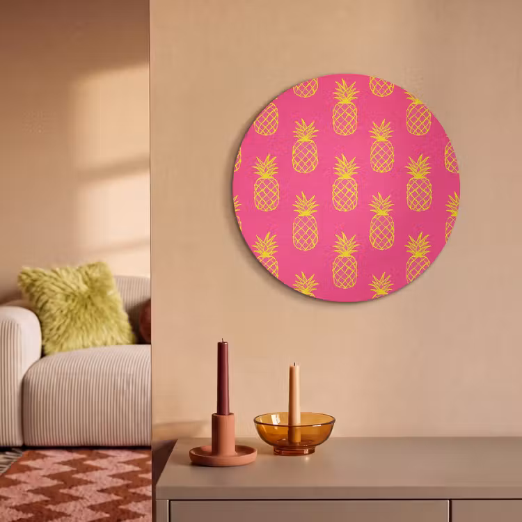 Akoestisch schilderij rond - Ananas - Trendy - Roze — 2
