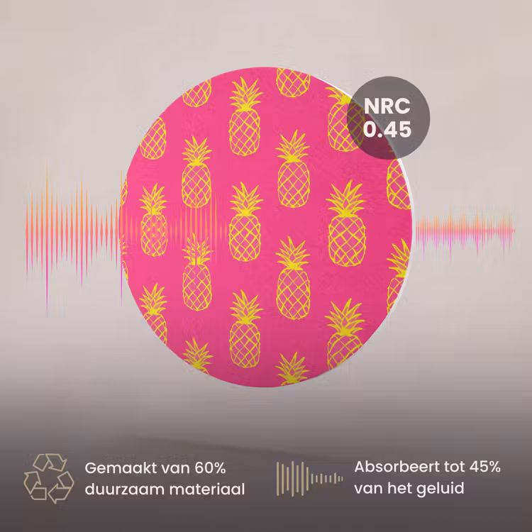 Akoestisch schilderij rond - Ananas - Trendy - Roze — 3