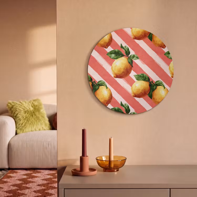 Akoestisch schilderij rond - Citroen - Geïllustreerd - Oranje — 2