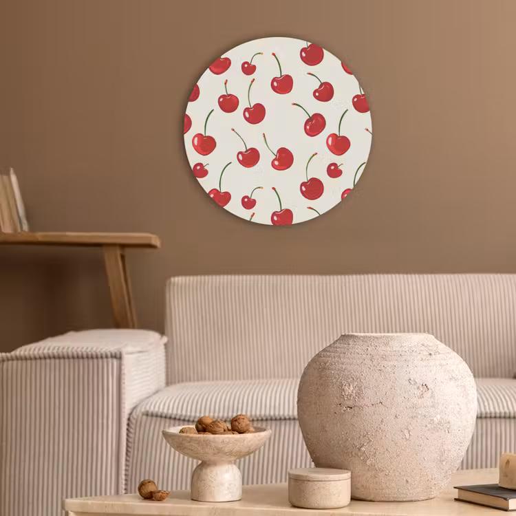 Akoestisch schilderij rond - Kersen - Minimalistisch - Rood — 2