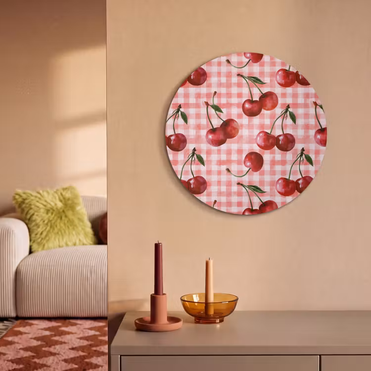 Akoestisch schilderij rond - Kersen - Blokken - Rood — 2