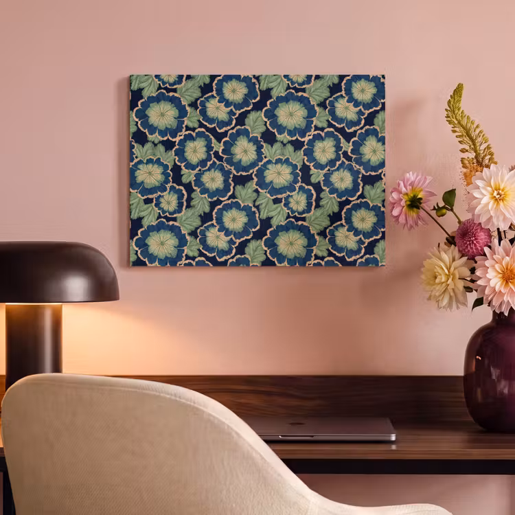Akoestisch schilderij - Bloemen - Borduurwerk - Patroon - Blauw - Groen — 6