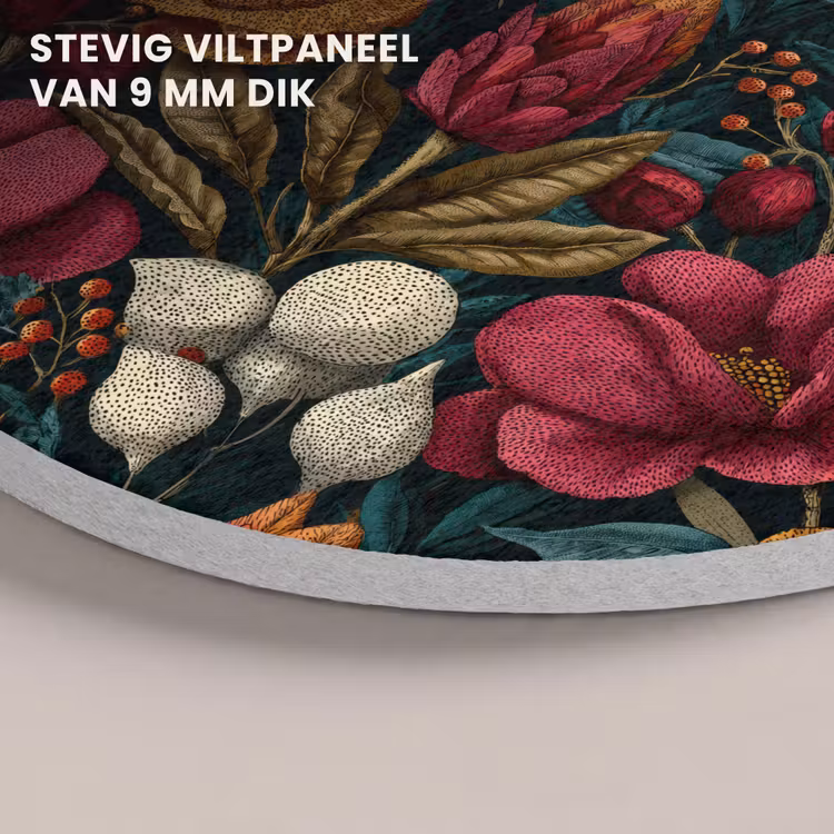 Akoestisch schilderij rond - Bloemen - Patroon - Rood - Goud — 5