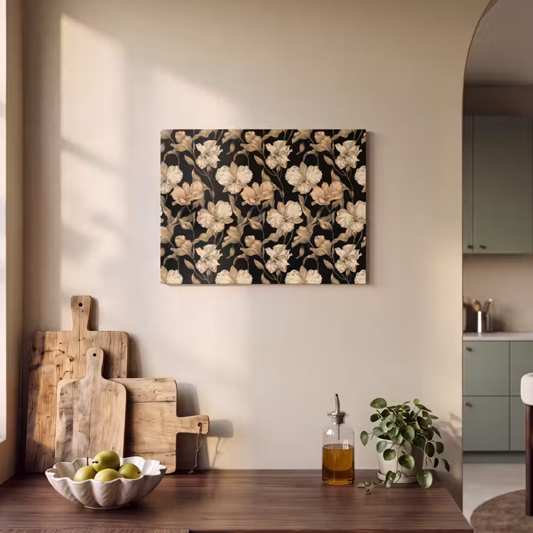 Akoestisch schilderij - Orchideeën - Lijntekening - Patroon - Beige - Zwart — 4