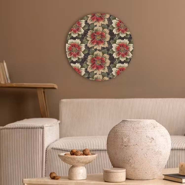Akoestisch schilderij rond - Bloemen - Klassiek - Patroon - Rood — 2