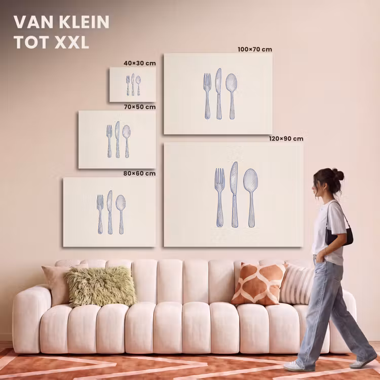 Akoestisch schilderij - Blauw - Bestek - Lijn — 7