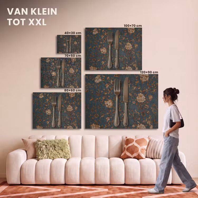 Akoestisch schilderij - Bloemen - Goud - Bestek — 7