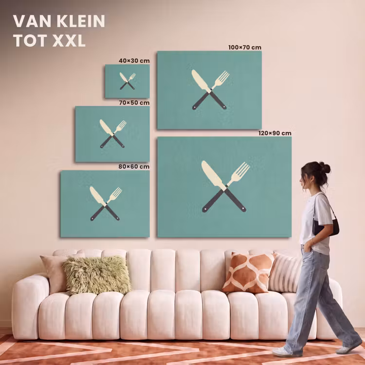 Akoestisch schilderij - Illustratie - Blauw - Bestek — 7