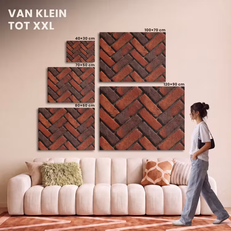 Akoestisch schilderij - Bakstenen - Visgraat - Structuur - Roodbruin — 7