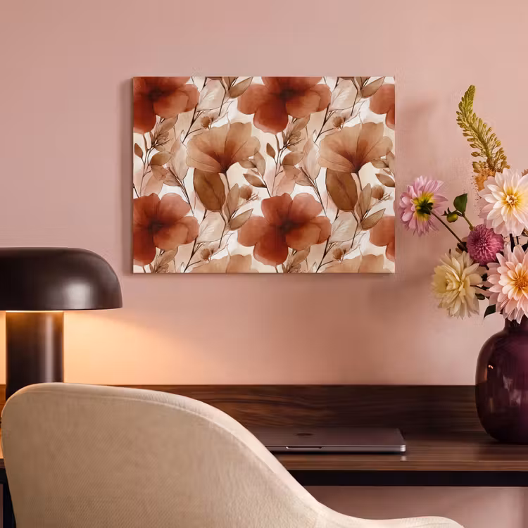 Akoestisch schilderij - Bloemen - Aquarel - Botanisch - Terracotta — 6