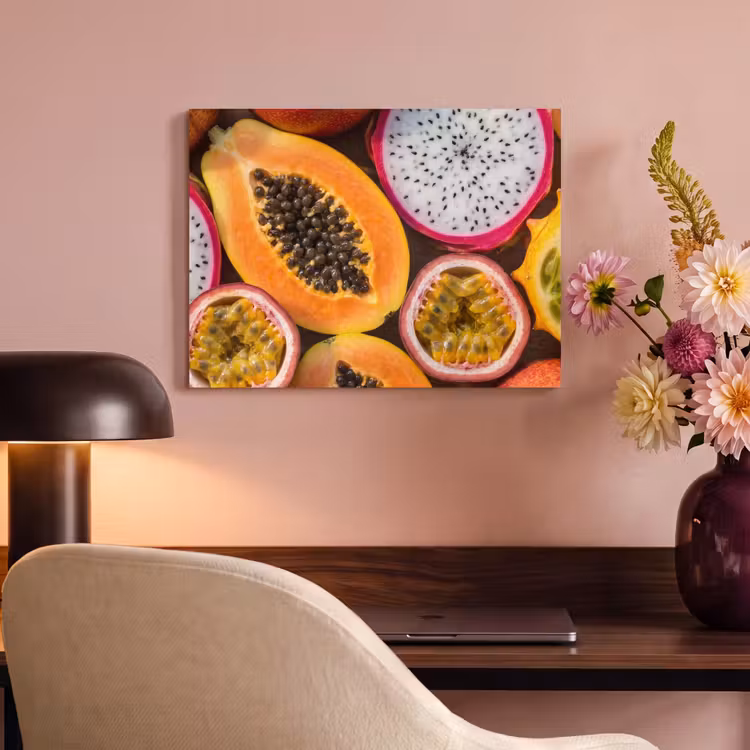 Akoestisch schilderij - Fruit - Geopend - Tropisch - Eten - Kleurrijk — 6