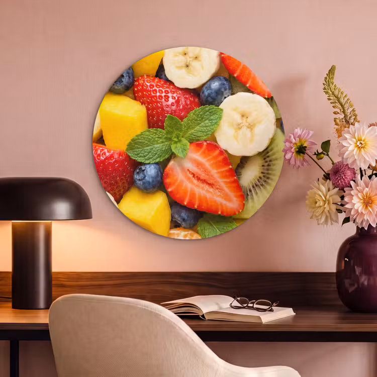 Akoestisch schilderij rond - Fruit - Plakjes - Eten - Kleurrijk — 6