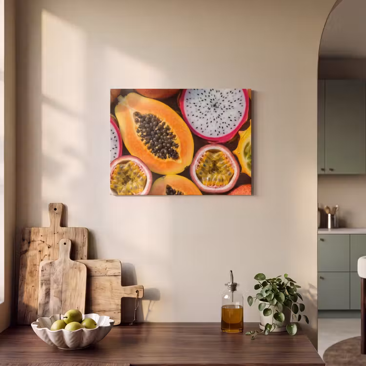 Akoestisch schilderij - Fruit - Geopend - Tropisch - Eten - Kleurrijk — 4