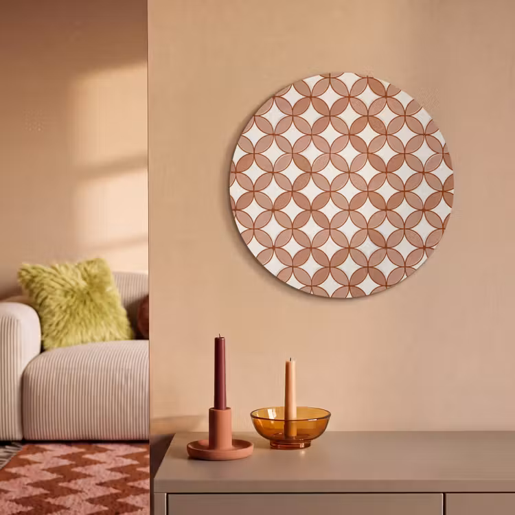 Akoestisch schilderij rond - Geometrisch - Cirkels - Modern - Terracotta — 2
