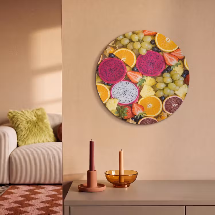 Akoestisch schilderij rond - Fruit - Assortiment - Kleurrijk - Gezondheid — 2