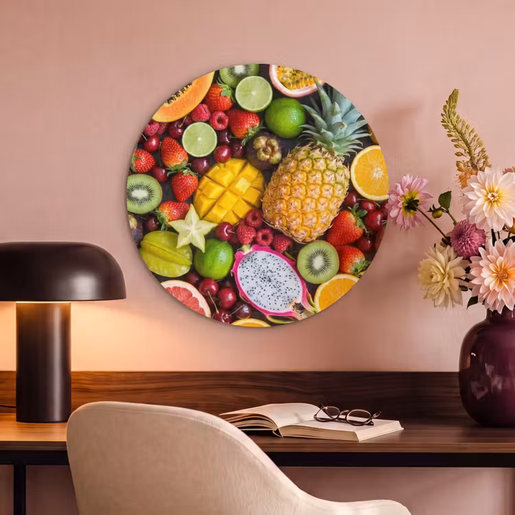 Akoestisch schilderij rond - Fruit - Assortiment - Vers - Gezond - Kleurrijk — 6