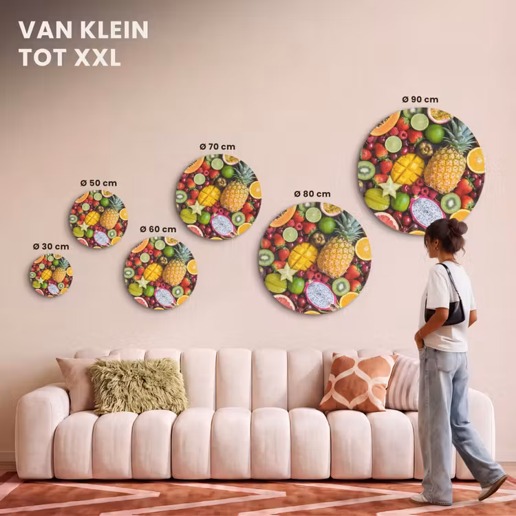 Akoestisch schilderij rond - Fruit - Assortiment - Vers - Gezond - Kleurrijk — 7