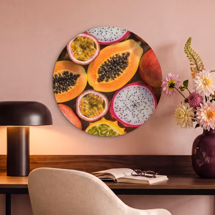 Akoestisch schilderij rond - Fruit - Geopend - Tropisch - Eten - Kleurrijk — 6