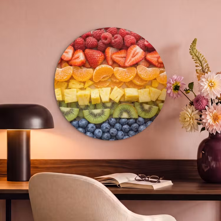 Akoestisch schilderij rond - Fruit - Regenboog - Gezond - Kleurrijk — 6