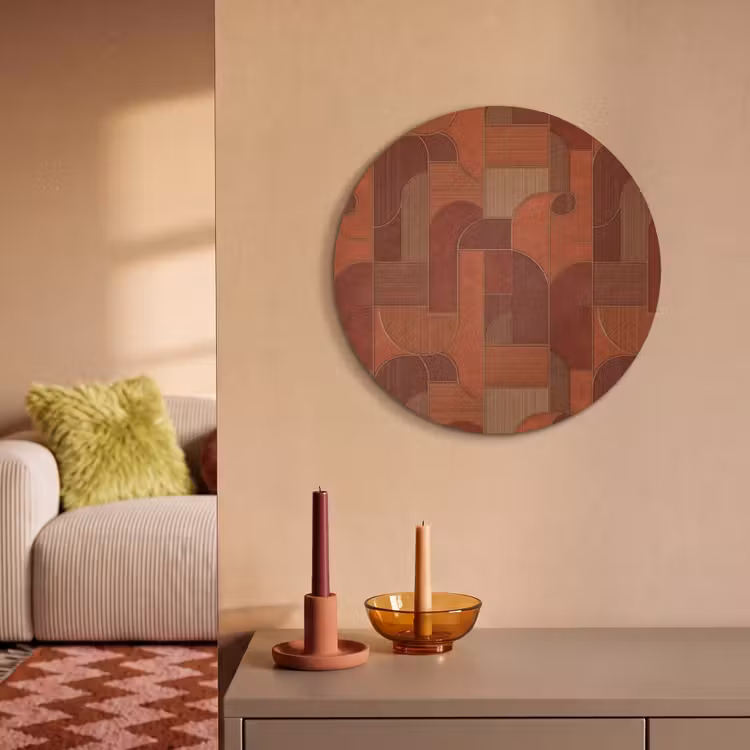Akoestisch schilderij rond - Geometrisch - Abstract - Textuur - Bruin — 2