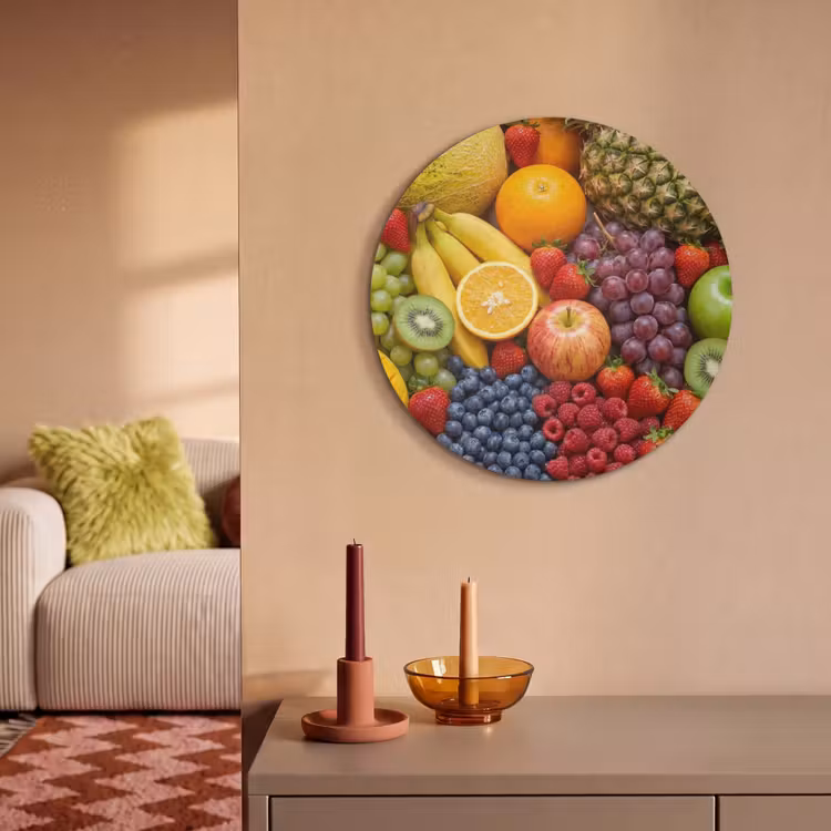 Akoestisch schilderij rond - Eten - Fruit - Vers - Kleurrijk - Voeding — 2