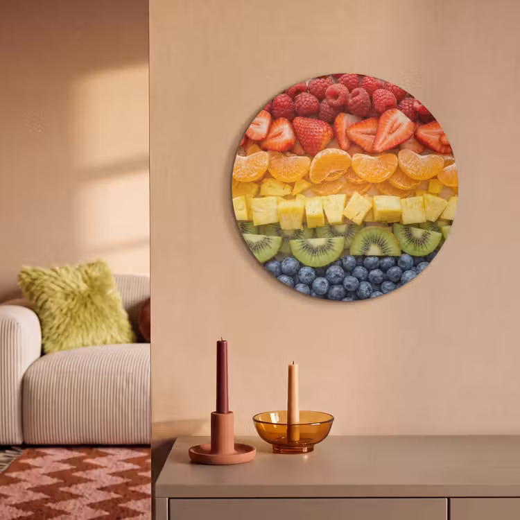 Akoestisch schilderij rond - Fruit - Regenboog - Gezond - Kleurrijk — 2