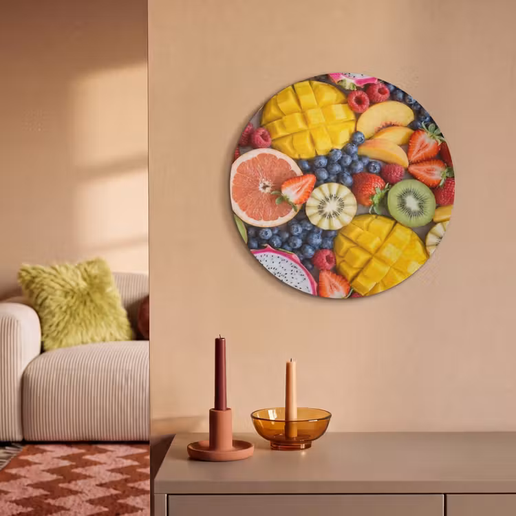 Akoestisch schilderij rond - Fruit - Versneden - Kleurrijk - Eten - Gezond — 2
