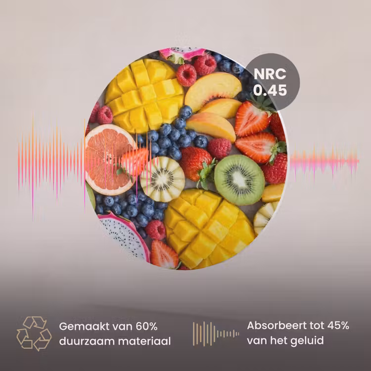 Akoestisch schilderij rond - Fruit - Versneden - Kleurrijk - Eten - Gezond — 3