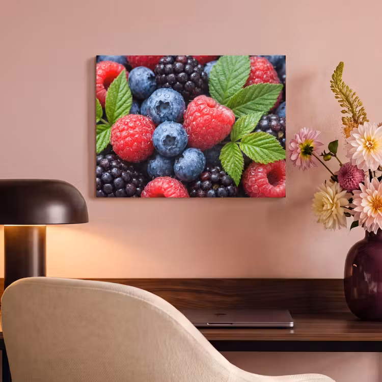 Akoestisch schilderij - Bessen - Vers - Waterdruppels - Kleurrijk - Eten — 6