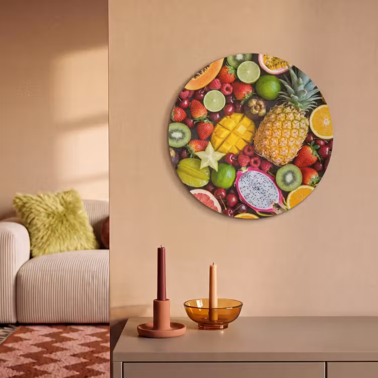 Akoestisch schilderij rond - Fruit - Assortiment - Vers - Gezond - Kleurrijk — 2